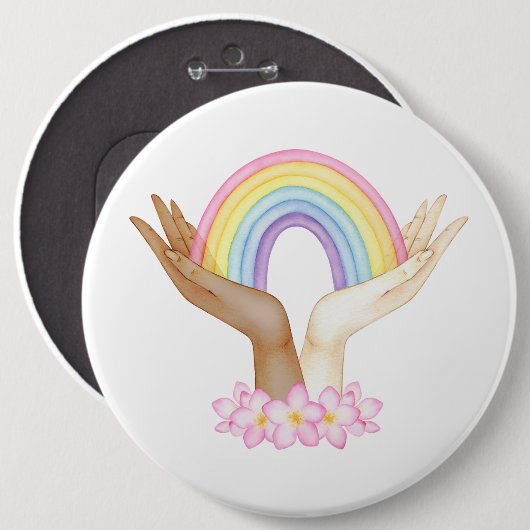 LGBT-regenboog op handen Ronde Button 6,0 Cm (Voorkant /achterkant)