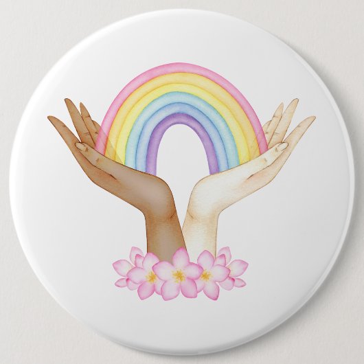 LGBT-regenboog op handen Ronde Button 6,0 Cm (Voorkant)