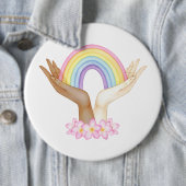 LGBT-regenboog op handen Ronde Button 6,0 Cm (In situ)