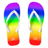 LGBT Regenboog Pride Vlag Ombre Strepen Initialen Teenslippers (Voetbed)