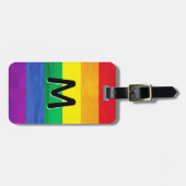 LGBT Regenboog Strand Monogram Gepersonaliseerd Bagagelabel (Voorkant horizontaal)