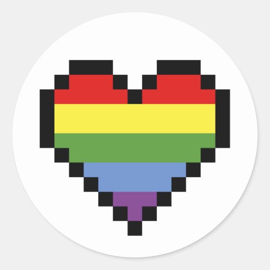 LGBT regenboog trots pixel art Ronde Sticker (Voorkant)