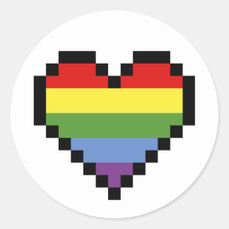 LGBT regenboog trots pixel art Ronde Sticker