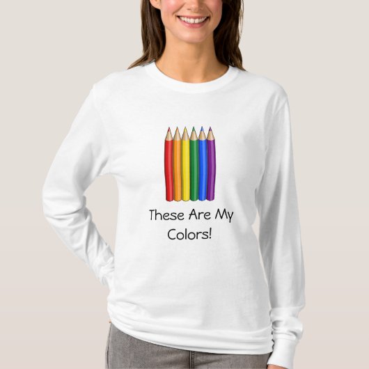 LGBT regenboog trots potloden T-shirt (Voorkant)