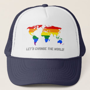 LGBT regenboog trots wereldkaart Hoed Trucker Pet