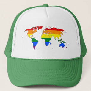 LGBT regenboog trots wereldkaart Hoed Trucker Pet