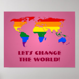 LGBT regenboog trots wereldkaart poster