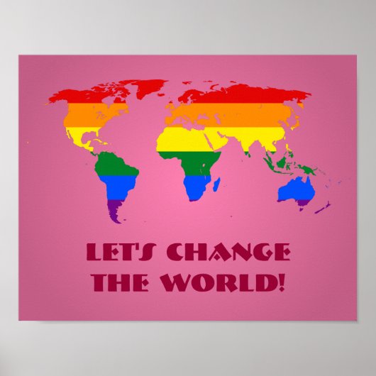 LGBT regenboog trots wereldkaart poster (Voorkant)