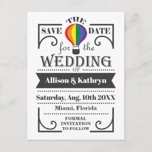 LGBT Regenboog trouwkaart met hete luchtballon  Uitnodiging Briefkaart