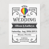 LGBT Regenboog trouwkaart met hete luchtballon Uitnodiging Briefkaart (Voorkant)