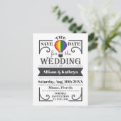 LGBT Regenboog trouwkaart met hete luchtballon Uitnodiging Briefkaart (Staand voorkant)