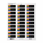 LGBT Regenboog Vlag | Teruggaveadres zwart Etiket (Full Sheet)