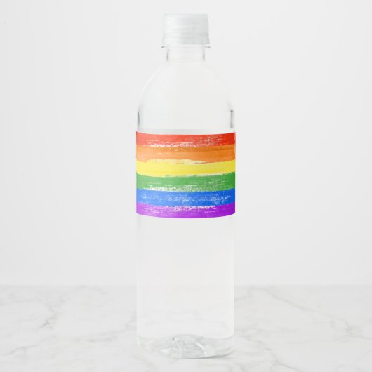 LGBT REGENBOOG VLAGVERF WATERFLES ETIKET (Voorkant)