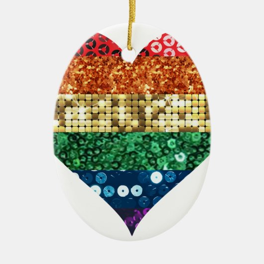 lgbt regenbooghart keramisch ornament (Voorkant)