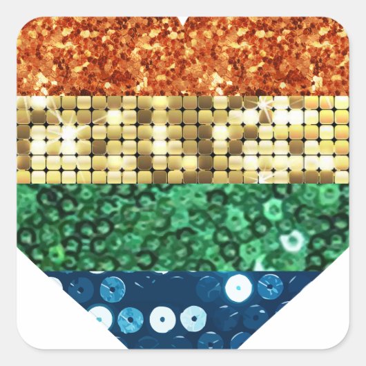 lgbt regenbooghart vierkante sticker (Voorkant)