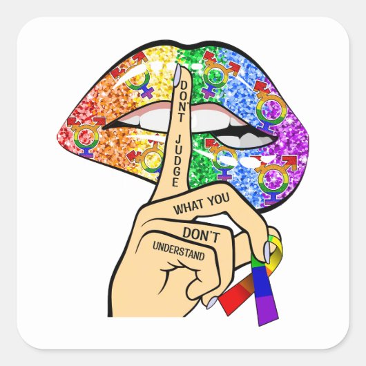 LGBT regenboogliften Vierkante Sticker (Voorkant)