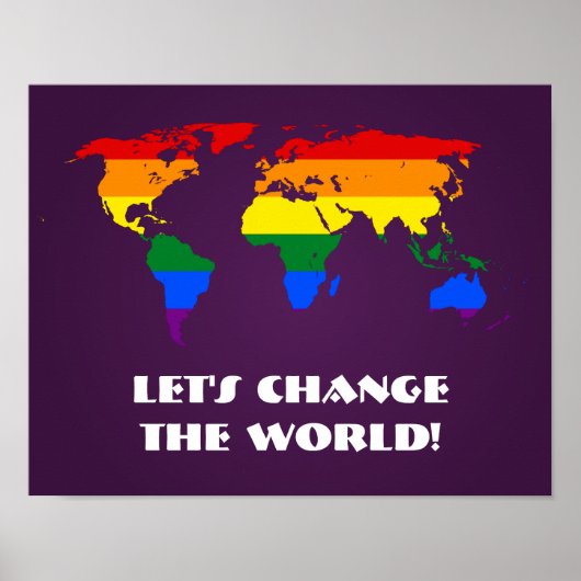 LGBT regenboogpride wereldkaart poster (Voorkant)