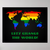 LGBT regenboogpride wereldkaart poster (Voorkant)