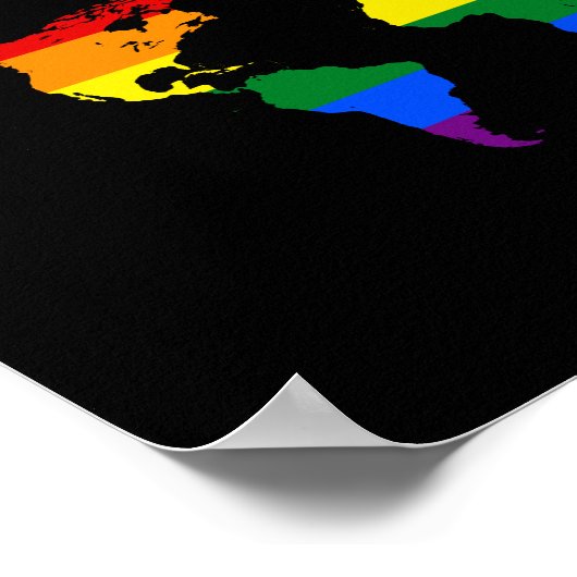 LGBT regenboogpride wereldkaart Poster (Hoek)