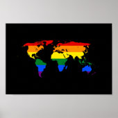 LGBT regenboogpride wereldkaart Poster (Voorkant)