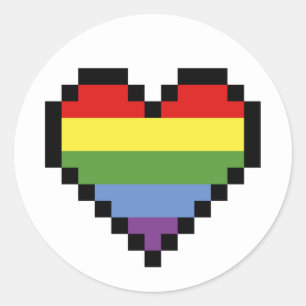 LGBT-regenboogpridepixelkunst Ronde Sticker
