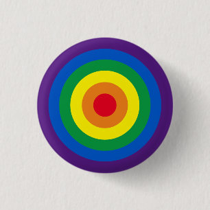 Lgbt regenboogstrepen bulseye gay pride vlag cool ronde button 3,2 cm