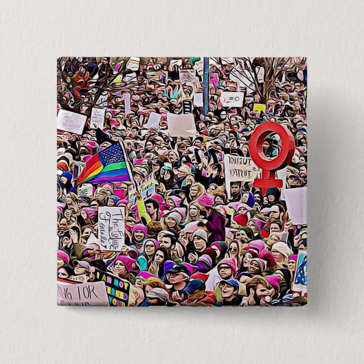 LGBT & Regenboogteken bij vrouwelijke Button maart (Voorkant)