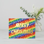 LGBT-regenboogvlaggen Merry Kersttypografie Folie Feestdagen Briefkaart (Staand Voorkant)