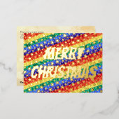 LGBT-regenboogvlaggen Merry Kersttypografie Folie Feestdagen Briefkaart (Voorkant / Achterkant)