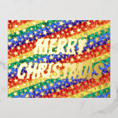 LGBT-regenboogvlaggen Merry Kersttypografie Folie Feestdagen Briefkaart (Voorkant)