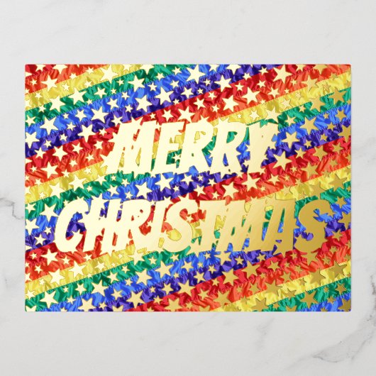 LGBT-regenboogvlaggen Merry Kersttypografie Folie Feestdagen Briefkaart (Voorkant)