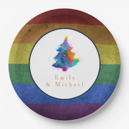 LGBT Regenboompchristmasboom Op maat gemaakte Gay  Papieren Bordje