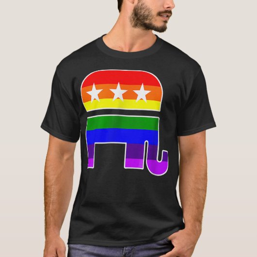 LGBT Republican Elephant Pride Flag Conservative T-shirt (Voorkant)