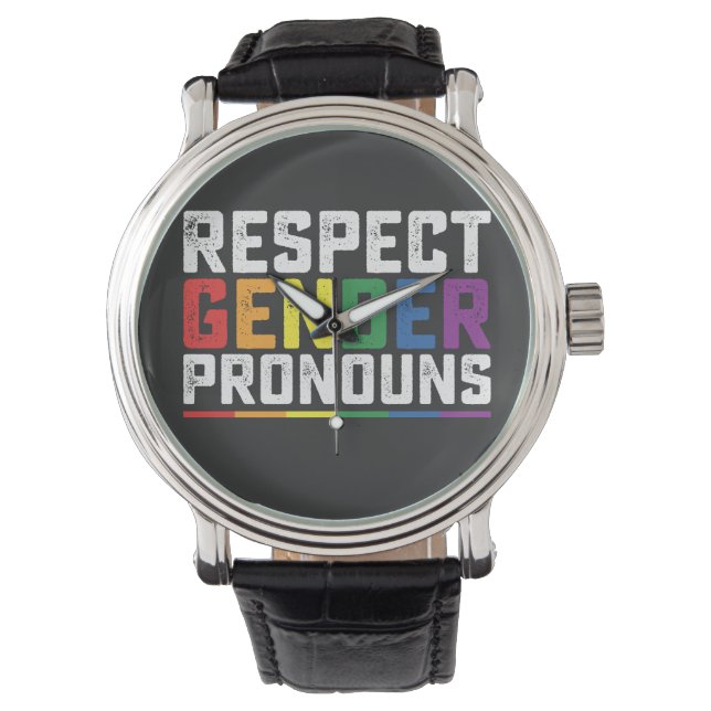 LGBT Respect Genderspronouns Gay Lesbian Trans Horloge (Voorkant)