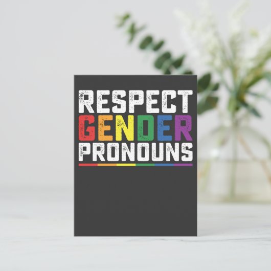 LGBT Respect Genderspronouns Gay Lesbian Trans Uitnodiging Briefkaart (Staand voorkant)