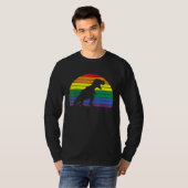 LGBT Rex Gay Pride Lesbian Dinosaur Sunset Retro V T-shirt (Voorkant volledig)