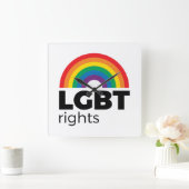 LGBT Rights Rainbow Vierkante Klok (Huis)