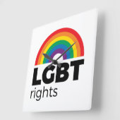 LGBT Rights Rainbow Vierkante Klok (Hoek)