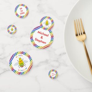 LGBT rode regenboogbijen en bloemen bruiloft Confetti