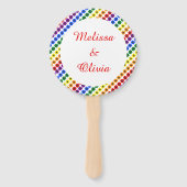 LGBT rode regenboogbijen en bloemen bruiloft Handwaaier (Achterkant)