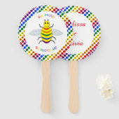 LGBT rode regenboogbijen en bloemen bruiloft Handwaaier (Voorkant en achterkant)