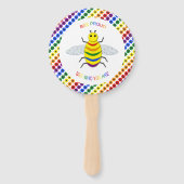 LGBT rode regenboogbijen en bloemen bruiloft Handwaaier (Voorkant)