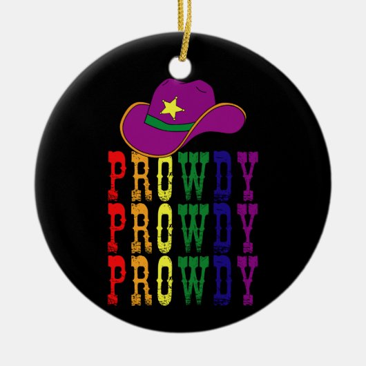 LGBT Rodeo Cowboy Cowgirl Howdy Gay Western Keramisch Ornament (Voorkant)