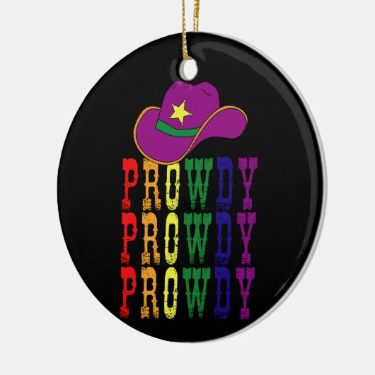 LGBT Rodeo Cowboy Cowgirl Howdy Gay Western Keramisch Ornament (Links)