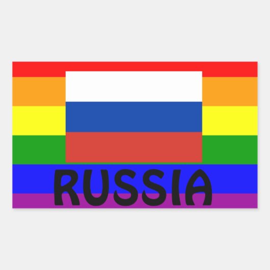 LGBT Russisch* Gay Pride Flag Sticker России ге й (Voorkant)