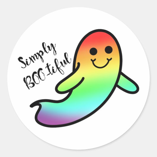 LGBT Schattigee Halloween Pride Ghost Ronde Sticker (Voorkant)