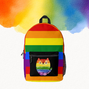 LGBT Schattigee kat Monogram Rainbow Pride Bedrukte Rugzak