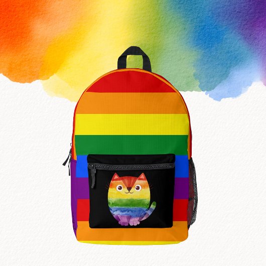LGBT Schattigee kat Monogram Rainbow Pride Bedrukte Rugzak