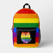 LGBT Schattigee kat Monogram Rainbow Pride Bedrukte Rugzak (Voorkant)