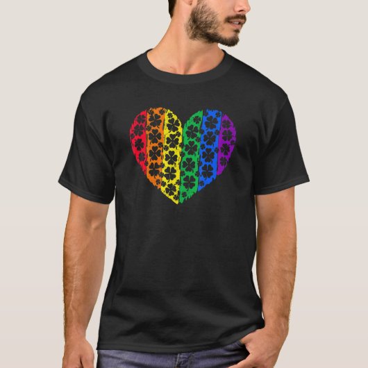 LGBT Shamrock Heart Rainbow St Patricks Day Gay Pr T-shirt (Voorkant)